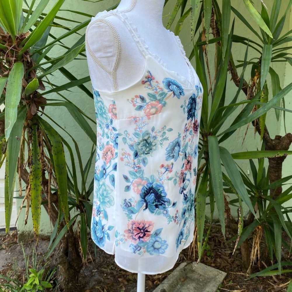WHBM Floral Ruffle Tank Top